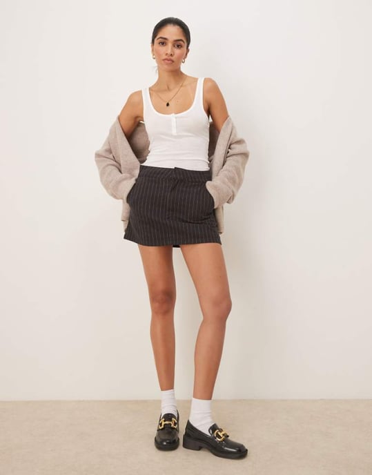 Dickies service mini work skirt with stripes in black - Image 1