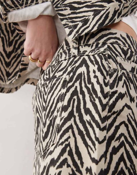 Noisy May denim mini skirt co-ord in zebra - Image 3