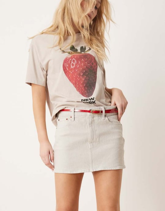 Abercrombie & Fitch denim mini skirt in light grey - Image 3