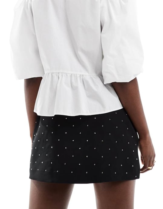 ASOS DESIGN tailored hotfix mini skirt co-ord in black - BLACK - Image 2