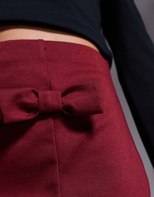 ASOS DESIGN a-line mini skirt with bow details in burgundy - Image 3