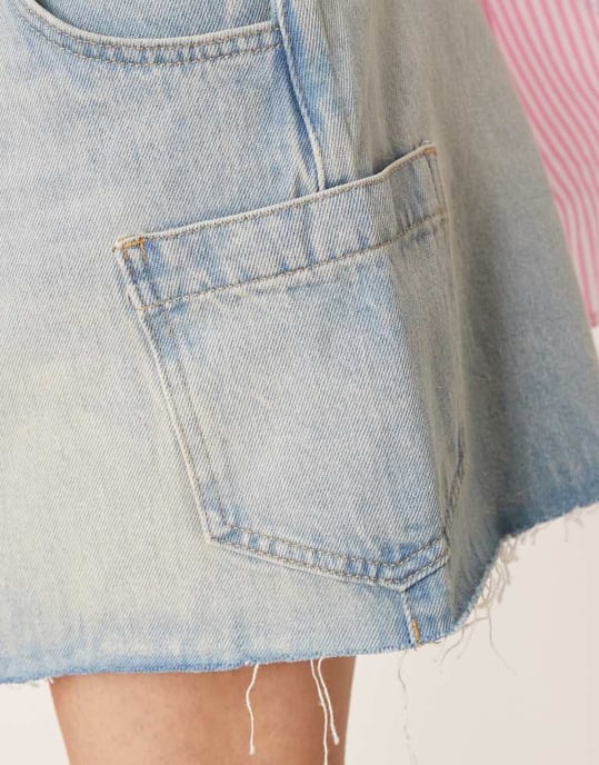 ASOS DESIGN denim mini skirt with button fly and patch pocket - Image 3