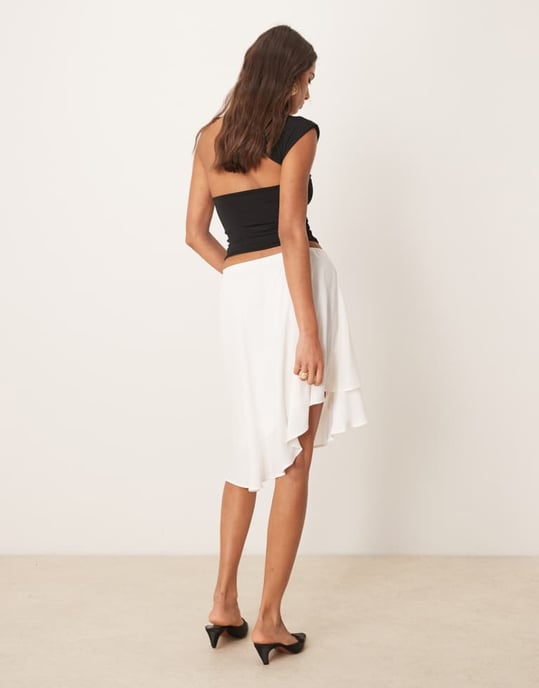 Abercrombie & Fitch draped asymmetric hem mini skirt in cream - Image 4