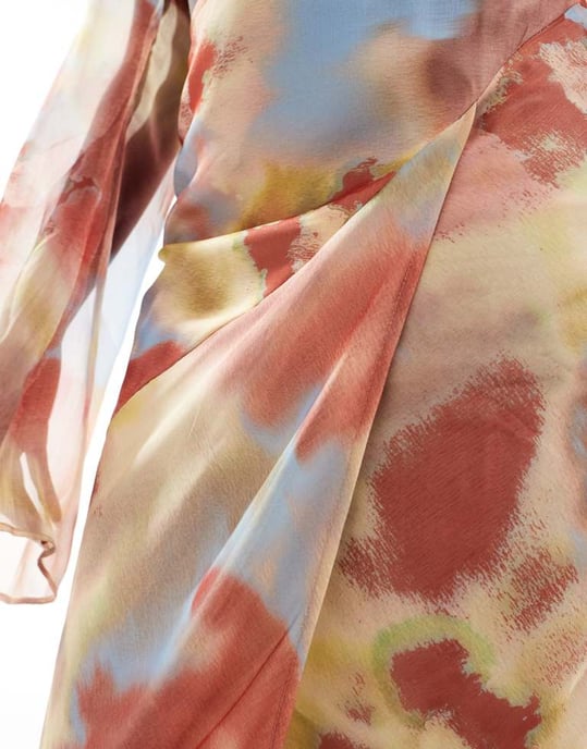 ASOS DESIGN chiffon bias maxi skirt co-ord in blurred print - Image 3