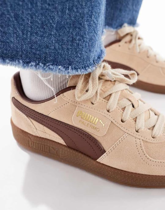 Puma Palermo trainers in light brown - Image 4