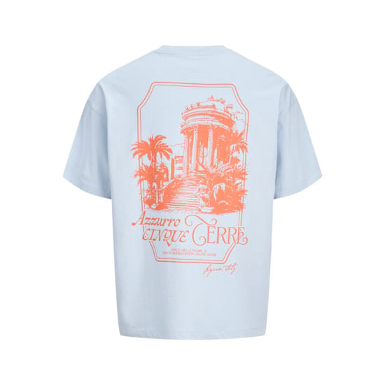 Jack & Jones Heren backprint t-shirt jorcotedazur lichtblauw/oranje - Image 1