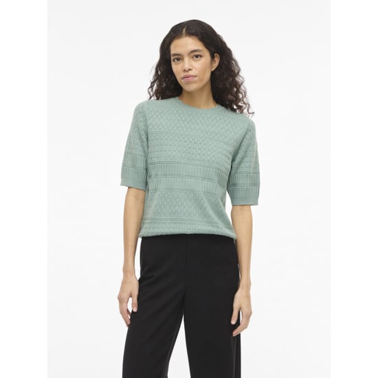 Vila Vimilos s/s o-neck pointelle top - - Image 1