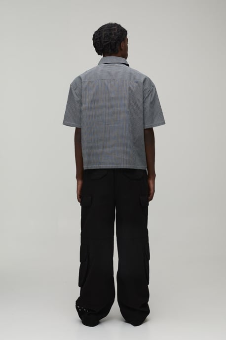 Oversized Boxy Eyelet Detail Micro Check Shirt - Image 2