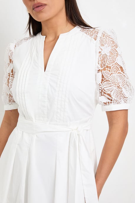 Petite Cotton Lace Belted Midi Dress - Image 5
