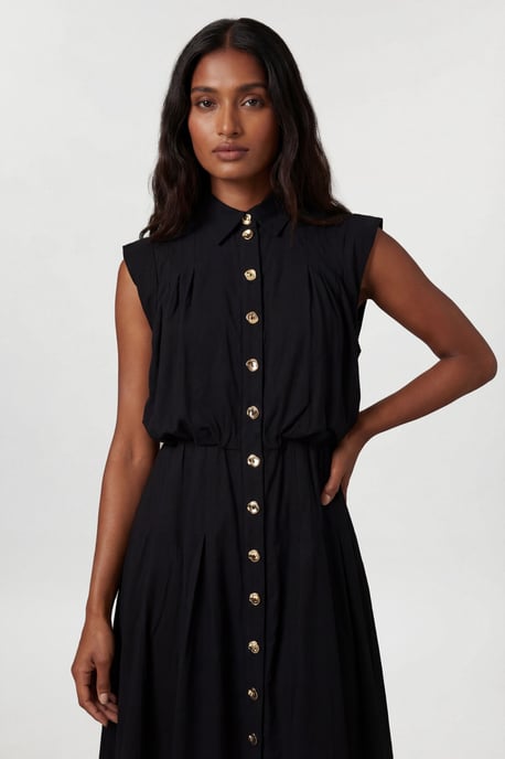 Cotton Poplin Button Up Midi Dress - Image 2