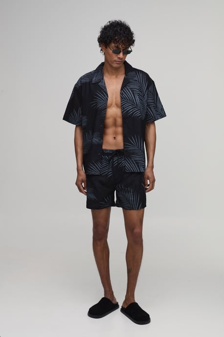 Oversized Palm Print Shirt and Short Set - Image 4