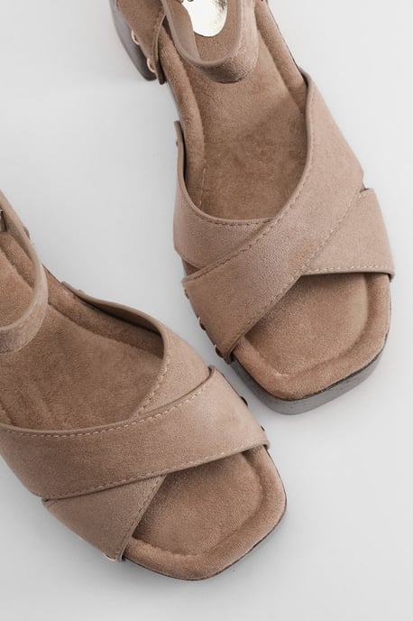 Maddy Faux Suede High Heel Chunky Platform Sandals - Image 3