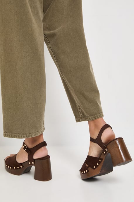 Maddy Faux Suede High Heel Chunky Platform Sandals - Image 3