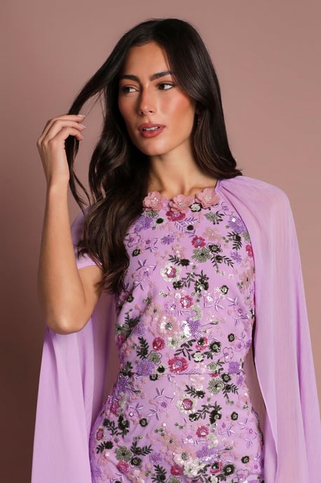 Coast Muse Embroidered Mesh Cape Maxi Dress - Image 2