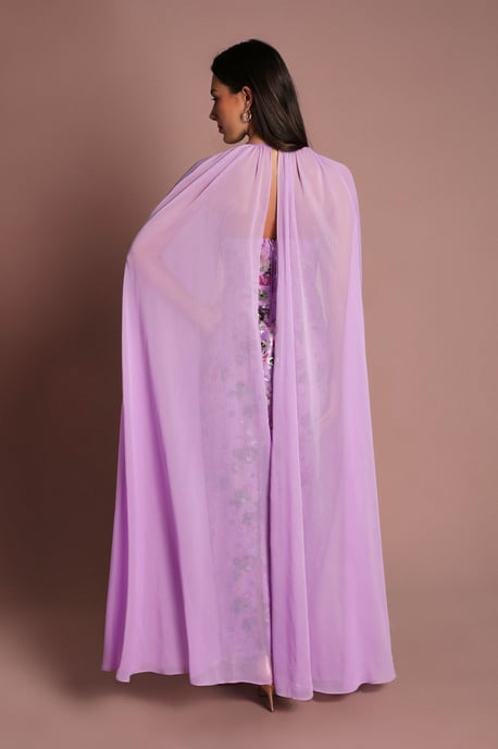 Coast Muse Embroidered Mesh Cape Maxi Dress - Image 3
