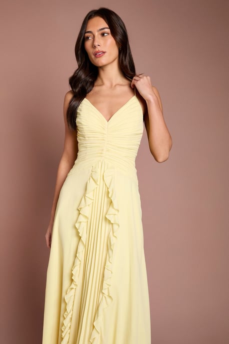 Pleat Detail V Neck Bridesmaid Maxi Dress - Image 2