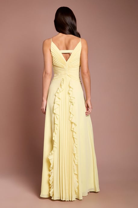 Pleat Detail V Neck Bridesmaid Maxi Dress - Image 3