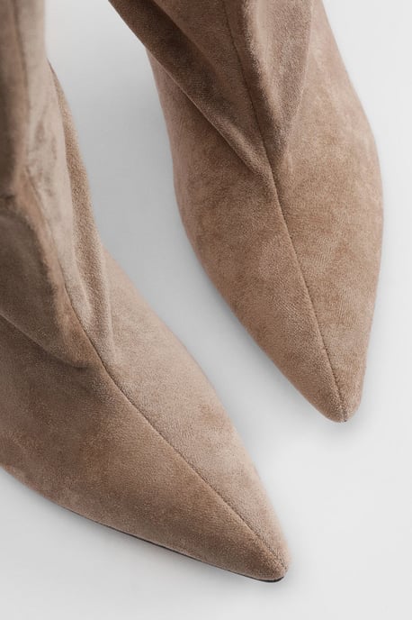 Betty Faux Suede Medium Heel Pointed Boots - Image 3