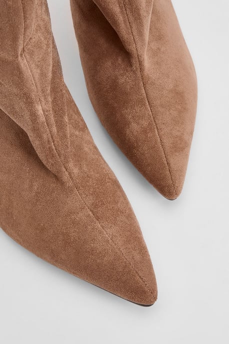 Betty Faux Suede Medium Heel Pointed Boots - Image 3