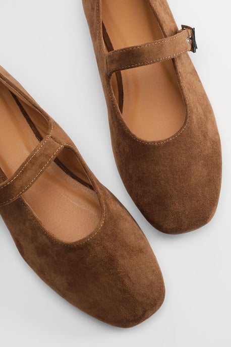 Tara Faux Suede Square Toe Ballet Pumps - Image 3