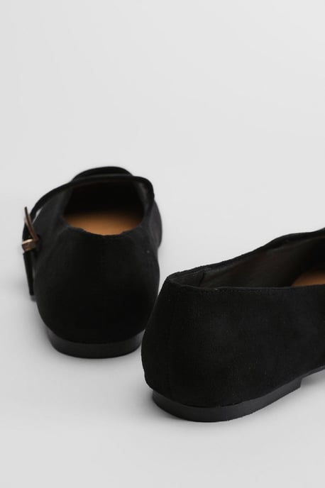Tara Faux Suede Square Toe Ballet Pumps - Image 2