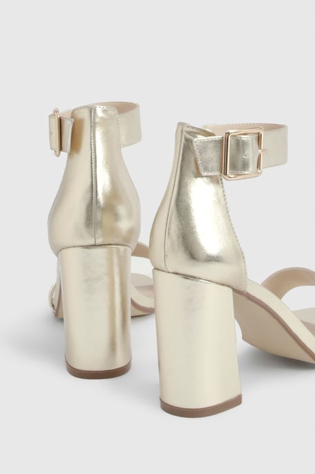 Wide Fit Buckle Detail 2 Part Block Heels - Image 4