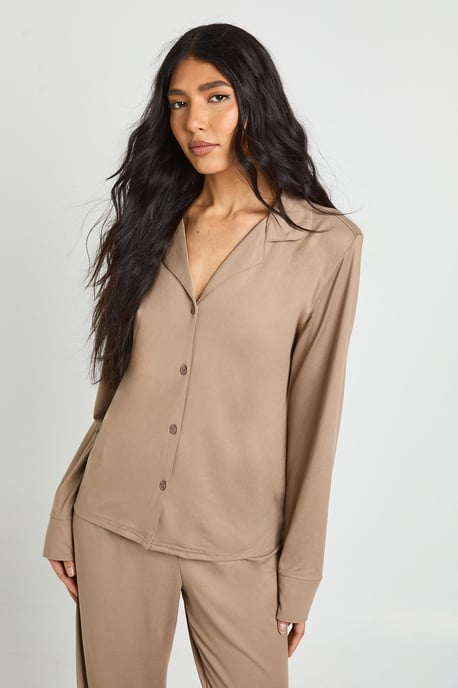 Tall Soft Touch Button Through Shirt and Trouser Pyjama Set - Image 4
