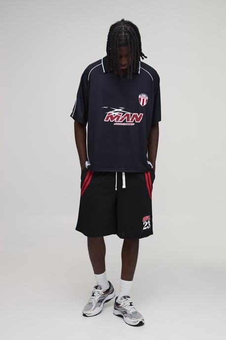 Baggy Fit Mesh Varsity Jersey Shorts - Image 4