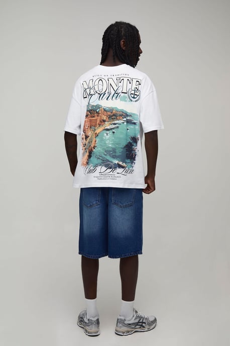 Regular Stripe Double Waistband Denim Jorts - Image 2