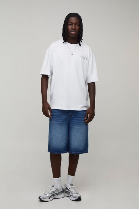 Regular Stripe Double Waistband Denim Jorts - Image 4