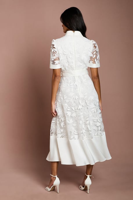 Petite Satin Trim Lace Shirt Midi Dress - Image 3