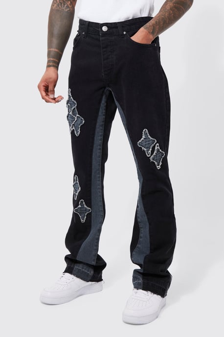 Slim Flare Applique Panel Jeans - Image 1
