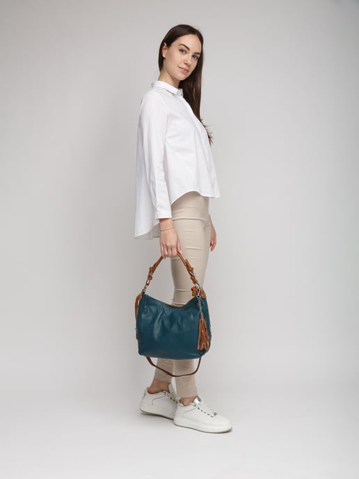 Giulia Monti Axelväska Mörk Teal Guldbrun - Image 5