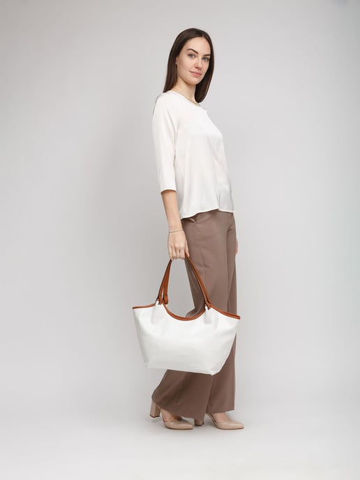 Giulia Monti Tote-väska Vit Guldbrun - Image 4
