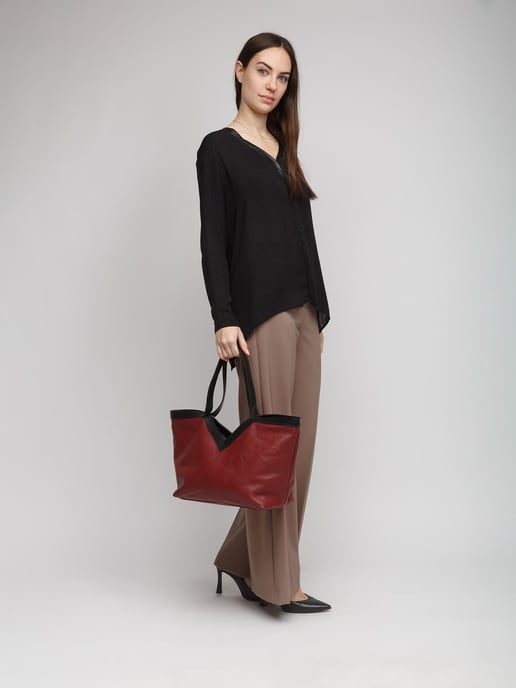 Giulia Monti Tote-väska Vinröd Svart - Image 4