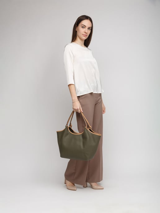 Giulia Monti Tote Bag Leger Groen Beige - Image 4