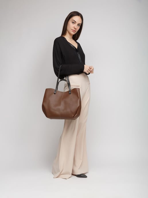 Giulia Monti Tote Bag Walnootbruin Zwart - Image 5