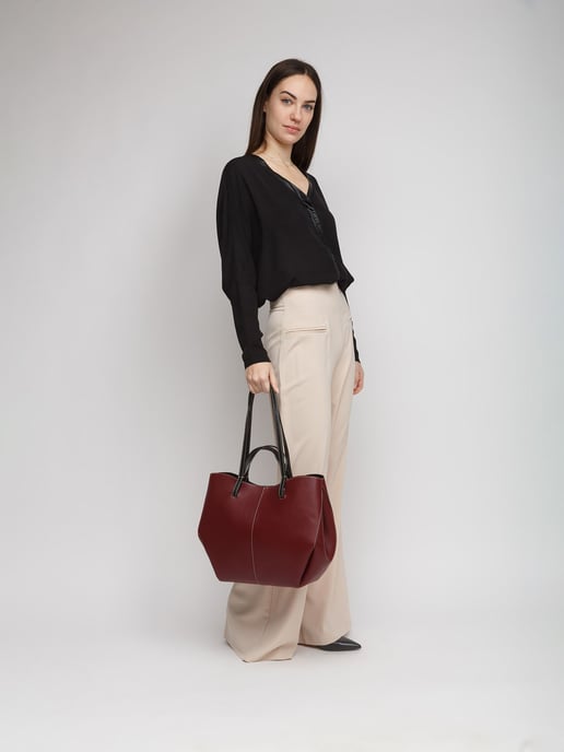 Giulia Monti Tote-väska Burgundy Black - Image 5