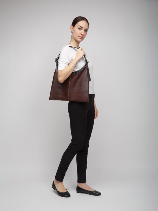 Giulia Monti Tote-väska Valnötsbrun Svart - Image 5