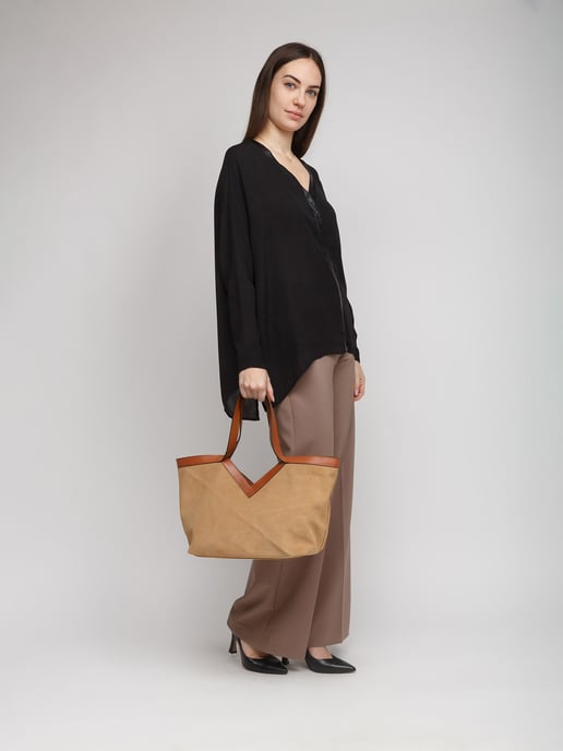 Giulia Monti Handväska Beige Guldbrun - Image 4