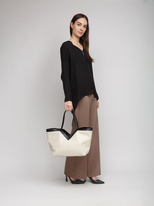 Giulia Monti Tote-väska Ljusbeige Svart - Image 4