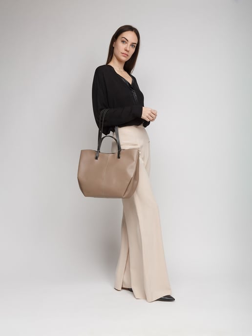 Giulia Monti Tote Bag Ljus Taupe Svart - Image 5