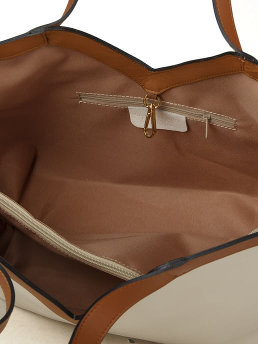 Giulia Monti Tote-väska Ljusbeige Guldbrun - Image 3