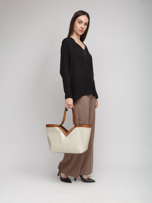 Giulia Monti Tote-väska Ljusbeige Guldbrun - Image 4