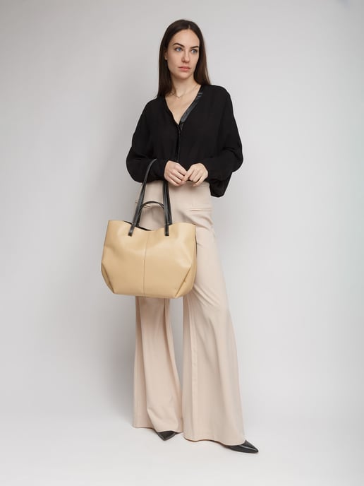 Giulia Monti Tote Väska Beige Svart - Image 5