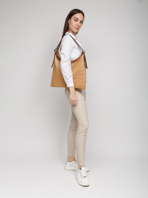Giulia Monti Tote-väska Grå Beige Guldbrun - Image 4