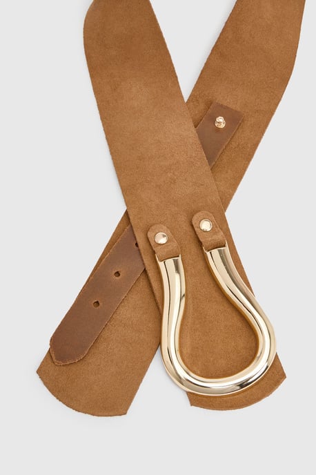 Suede Hardware Detail Waist Belt - Image 3