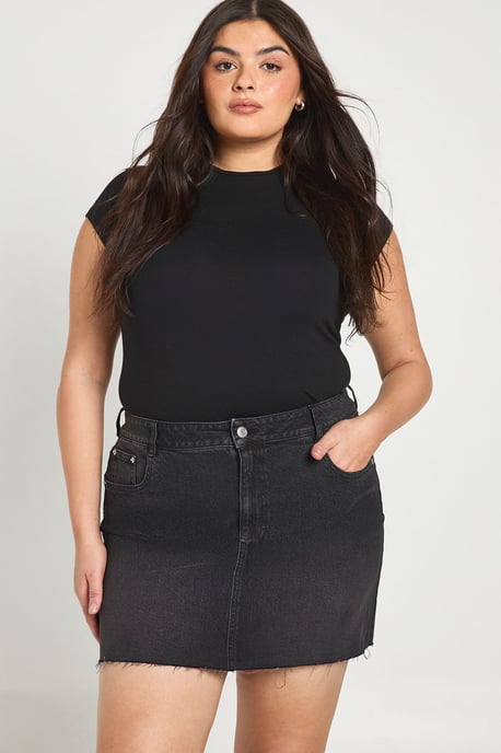 Plus Denim Mini Skirt - Image 1