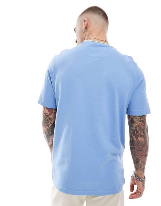 Farah alvin t-shirt in light blue with collar tipping - Image 3
