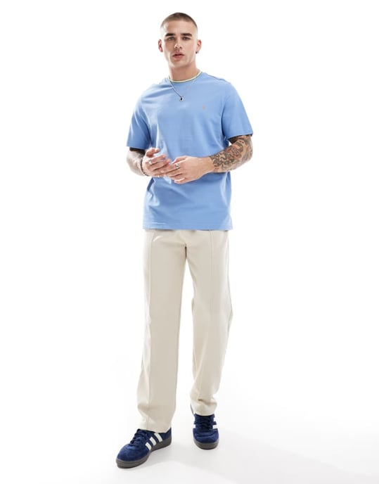 Farah alvin t-shirt in light blue with collar tipping - Image 4